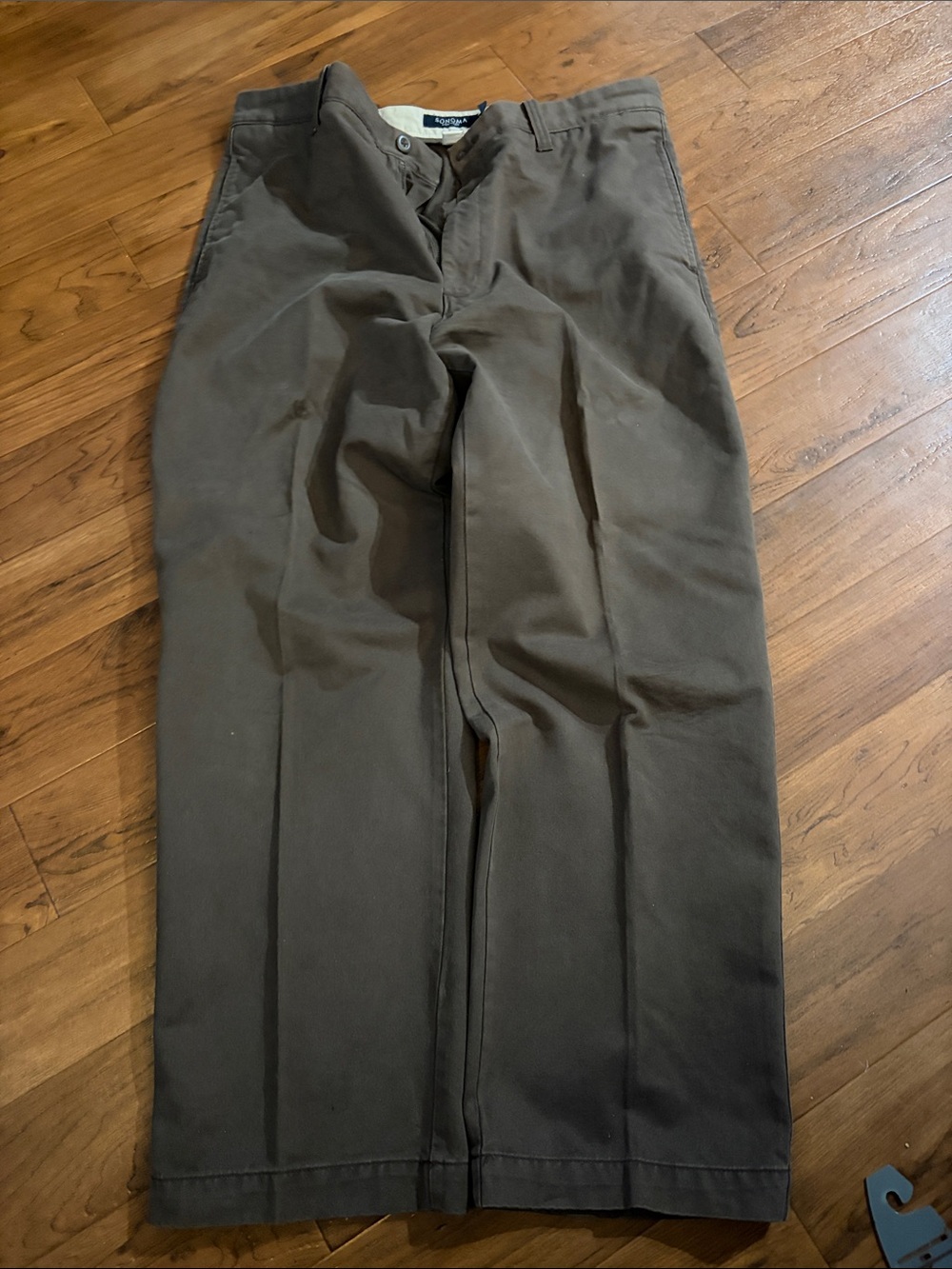 Sonoma Men's Olive Brown Straight-Leg Chinos